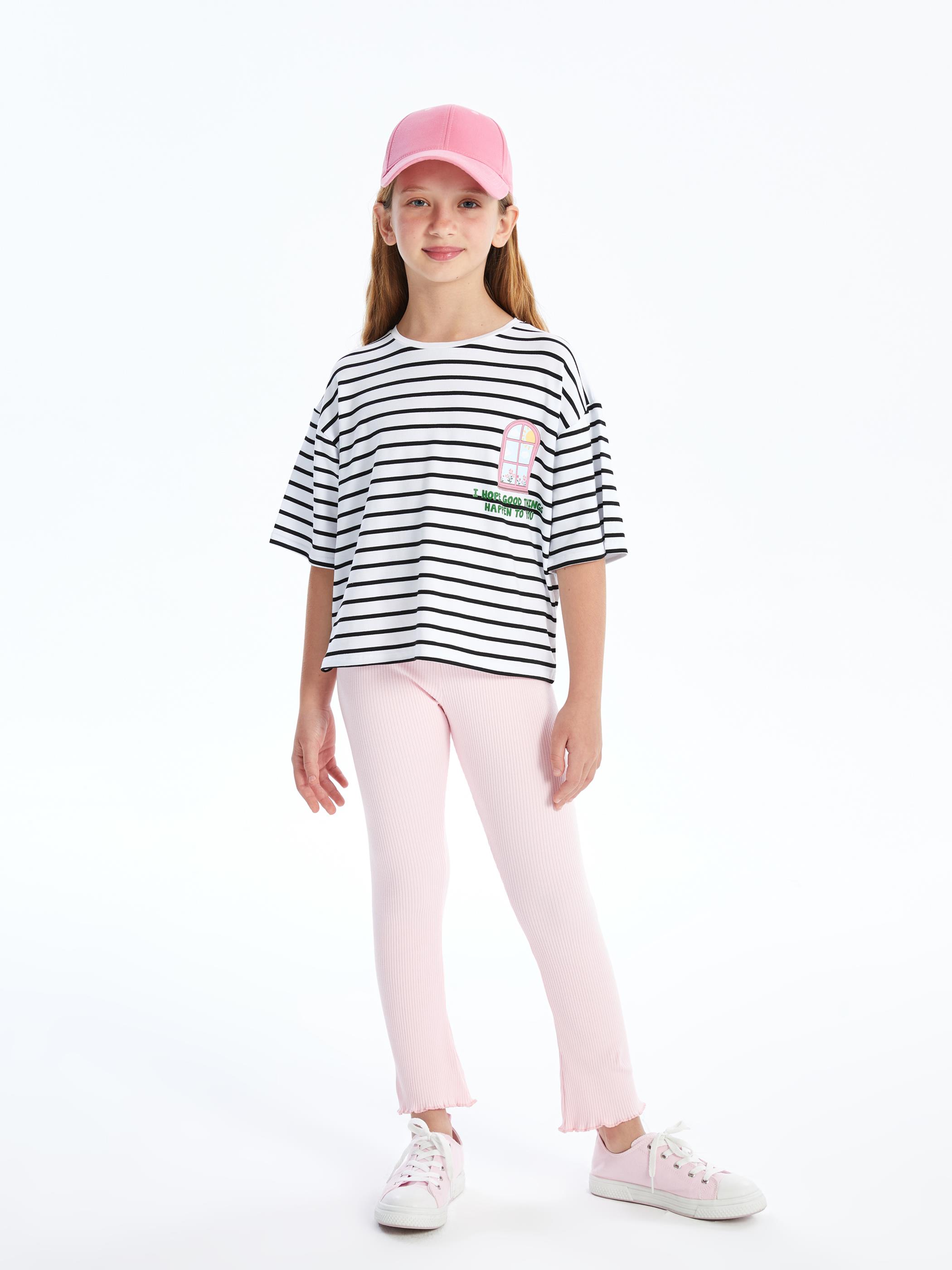 Salvador - Örme Baskı Detaylı T-shirt - Çizgili