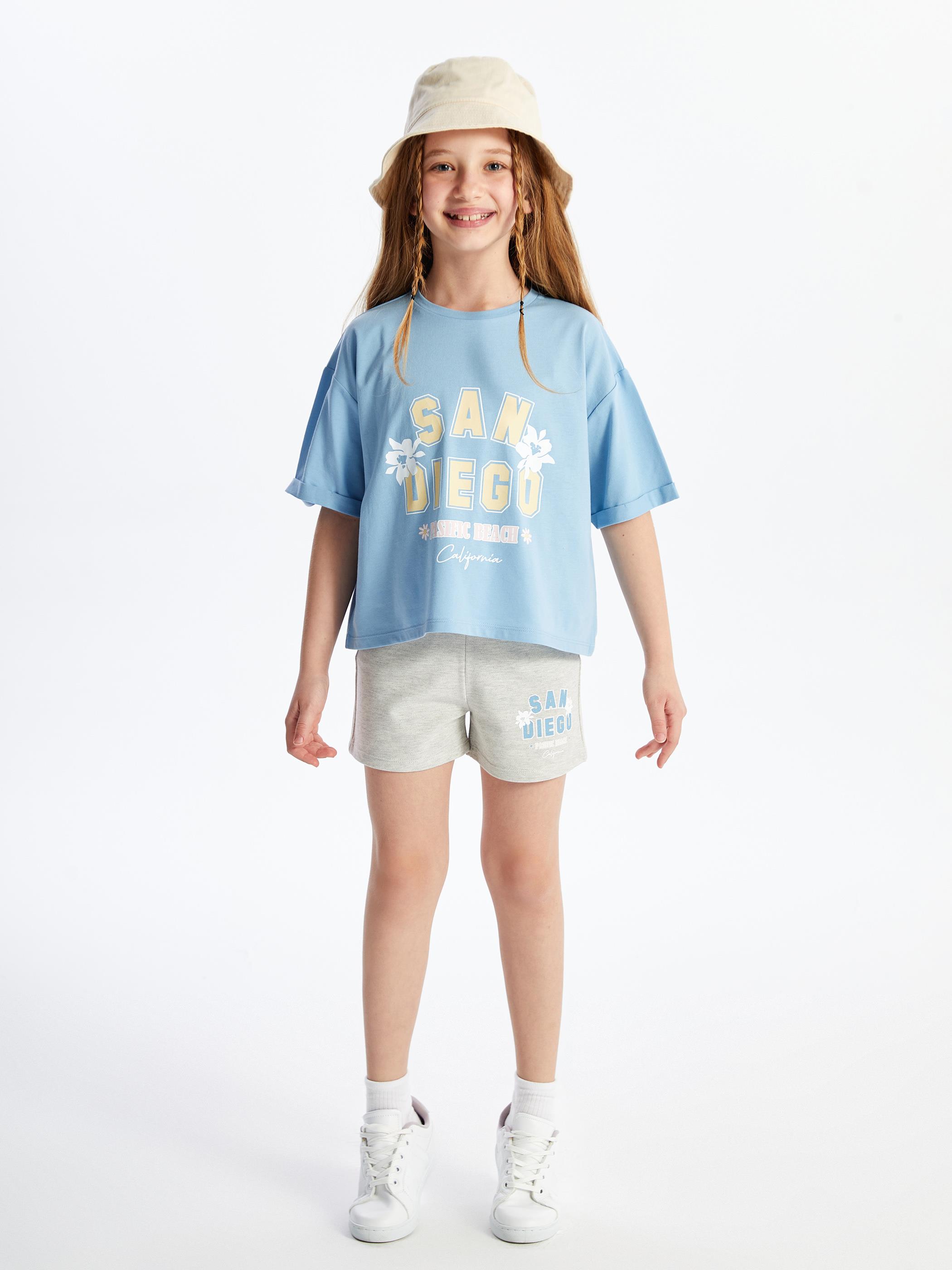 Santos - Örme Baskılı Şort - Gri