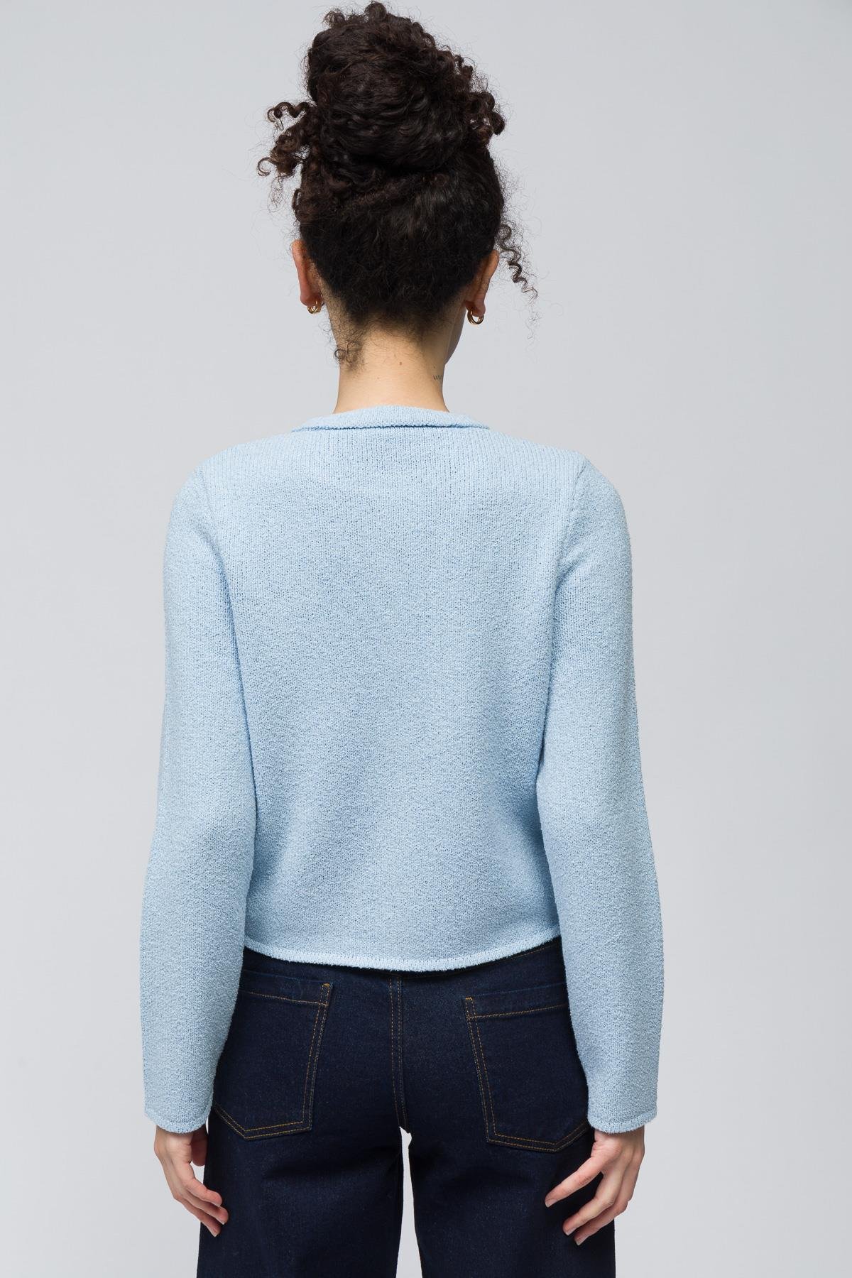 Zurih - Düğme ve Cep Detaylı Triko Hırka - Mavi Renk