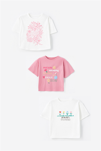 3 lü Set - Örme Baskı Detaylı Tshirt Set 4