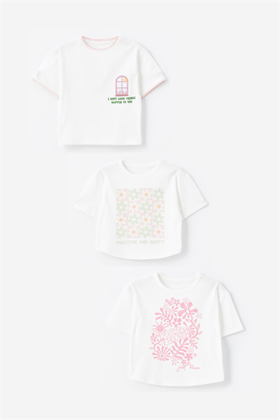 3 lü Set - Örme Baskı Detaylı Tshirt Set 8