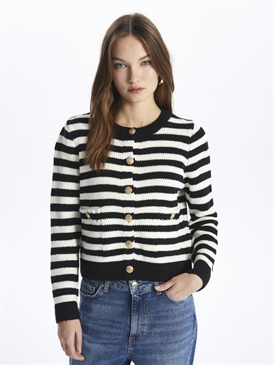 Amalfi- Hırka Uzun Kol Çizgili Triko- Siyah Stripe