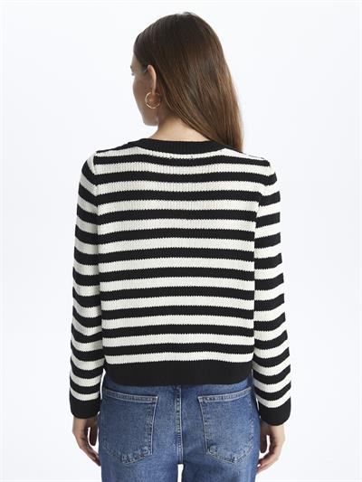 Amalfi- Hırka Uzun Kol Çizgili Triko- Siyah Stripe