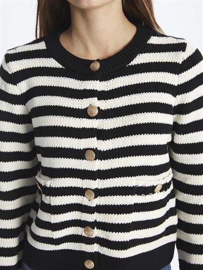 Amalfi- Hırka Uzun Kol Çizgili Triko- Siyah Stripe