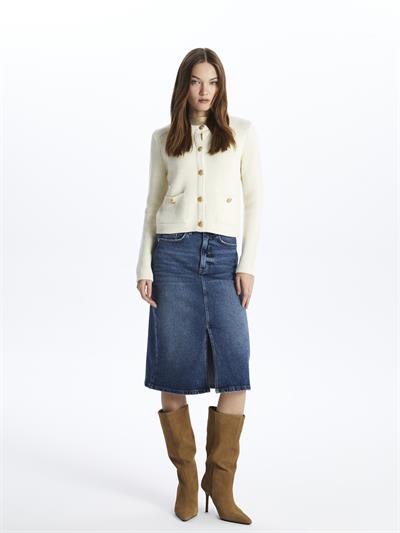 Amalfi- Hırka Uzun Kol Düz Triko- Ekru