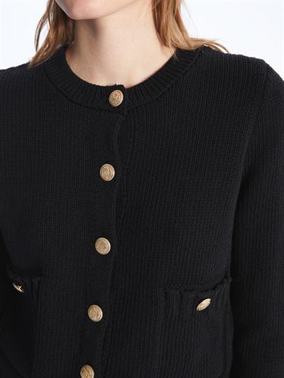 Amalfi- Hırka Uzun Kol Düz Triko- Siyah