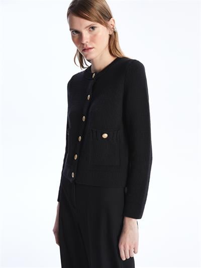 Amalfi- Hırka Uzun Kol Düz Triko- Siyah