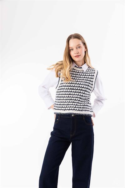 Arouca - Ajur Desenli Triko Süveter - Lacivert Renk