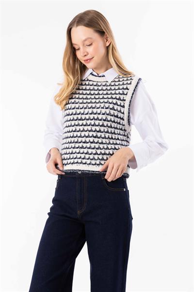 Arouca - Ajur Desenli Triko Süveter - Lacivert Renk