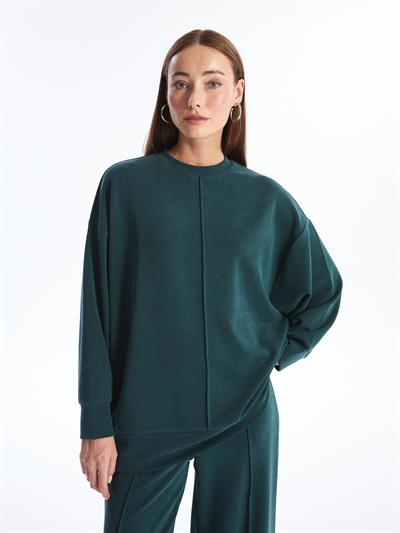 Aversa - Modal Oysho Kumaş Oversize Uzun Kollu Sweatshirt - Yeşil