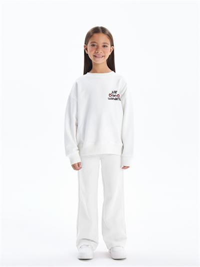 Bow Legging - Beli Lastikli Örme Pantolon - Beyaz Renk