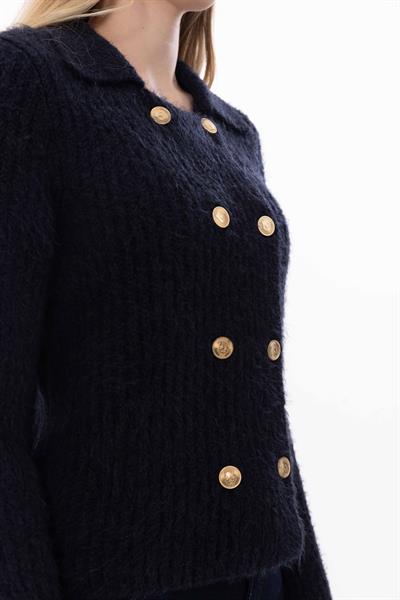 Spezia - Örgü Detaylı Uzun Kollu Kazak - Lacivert Renk