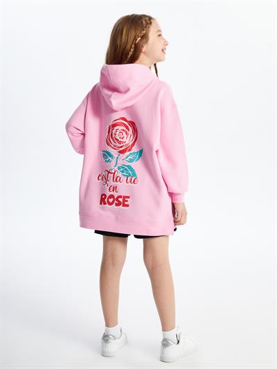Campinas - Örme Baskı Detaylı Sweatshirt - Pembe Renk