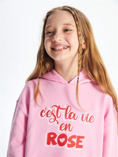 Campinas - Örme Baskı Detaylı Sweatshirt - Pembe Renk