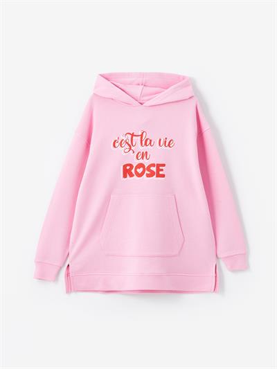 Campinas - Örme Baskı Detaylı Sweatshirt - Pembe Renk