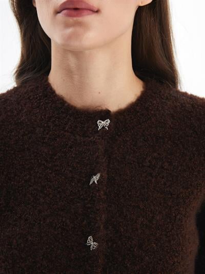 Cario - Örgü Detaylı Uzun Kollu Kazak - Kahverengi Renk