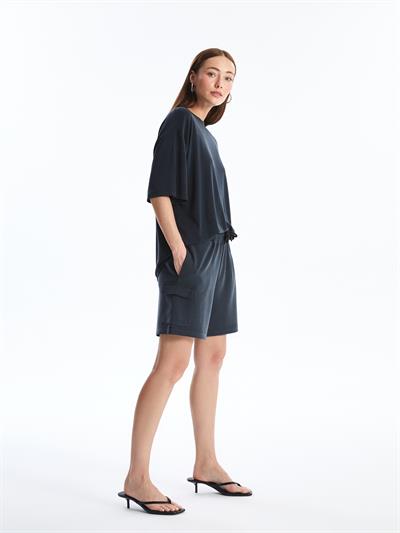 Carpi - Modal Oysho Kumaş Cep Detaylı Bağcıklı Şort - Antrasit