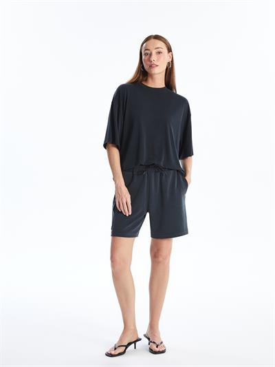 Carpi - Modal Oysho Kumaş Cep Detaylı Bağcıklı Şort - Antrasit