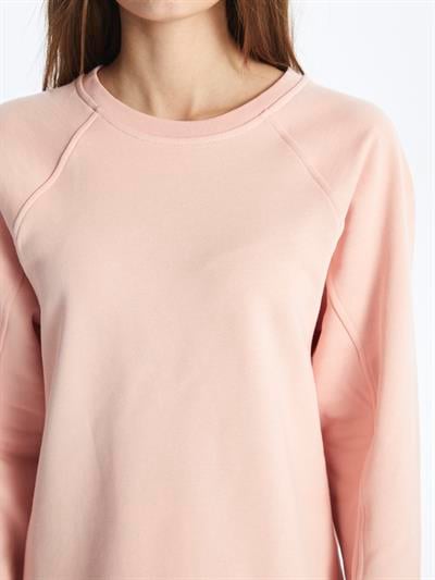 Chicago- Bisiklet Yaka Uzun Kol Düz Elbise- Somon