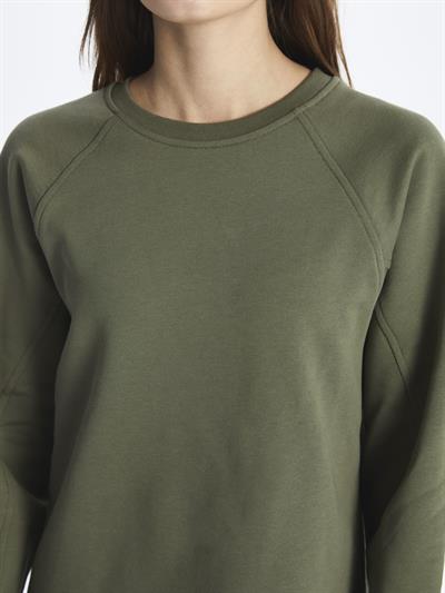 Chicago- Bisiklet Yaka Uzun Kol Düz Elbise- Haki