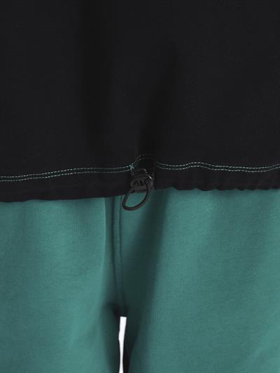 Florida- Bisiklet Yaka Uzun Kol Parçalı Sweatshirt- Siyah Yeşil