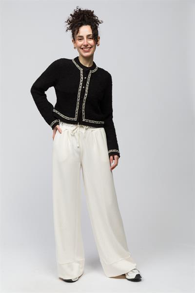 Guarda - Tüvit Desen Düğme Detaylı Triko Hırka - Siyah Renk