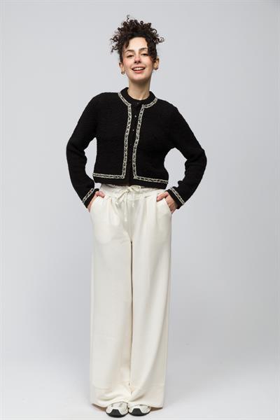 Guarda - Tüvit Desen Düğme Detaylı Triko Hırka - Siyah Renk