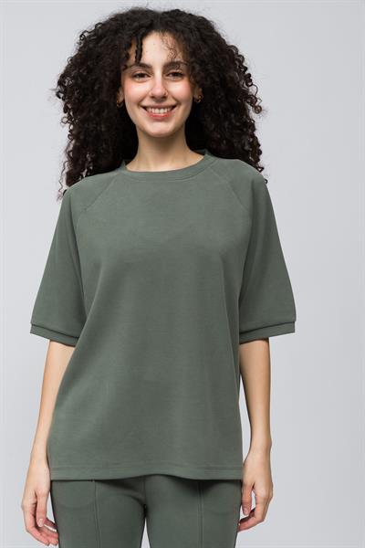 Huelva - Pike Modal Kumaş Kısa Kolu Tshirt - Yeşil Renk