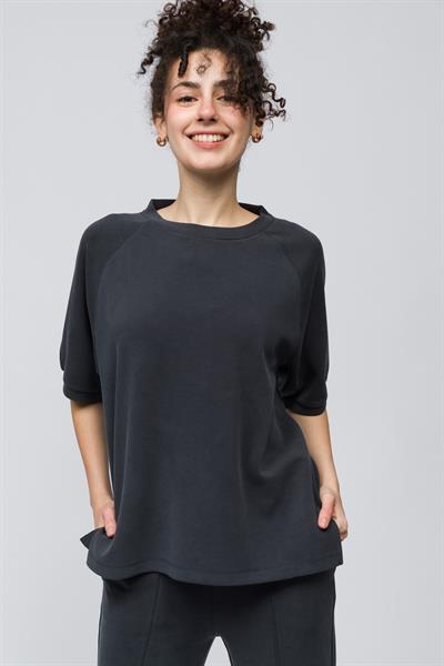 Huelva - Pike Modal Kumaş Kısa Kolu Tshirt - Antrasit Renk