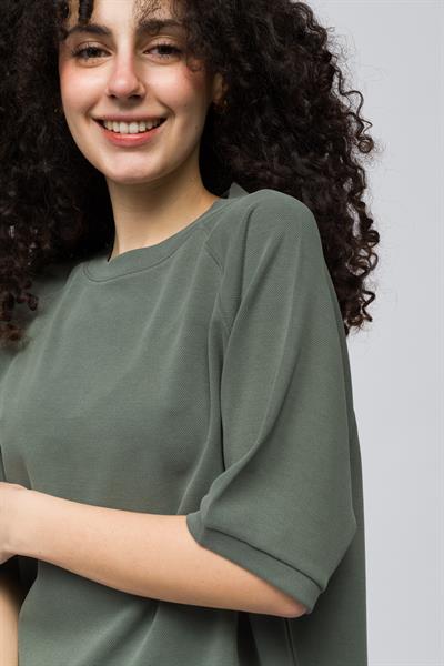 Huelva - Pike Modal Kumaş Kısa Kolu Tshirt - Yeşil Renk