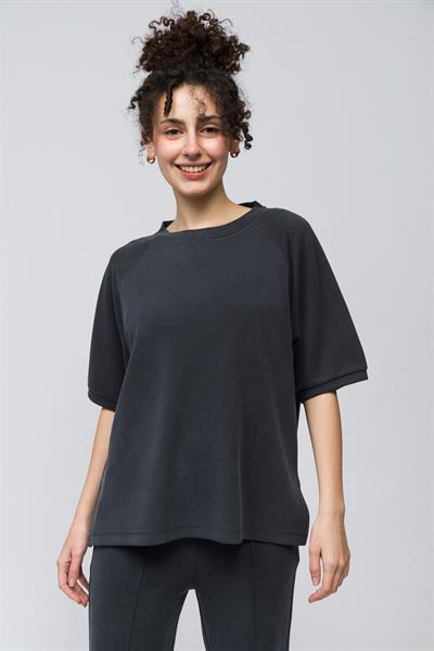 Huelva - Pike Modal Kumaş Kısa Kolu Tshirt - Antrasit Renk