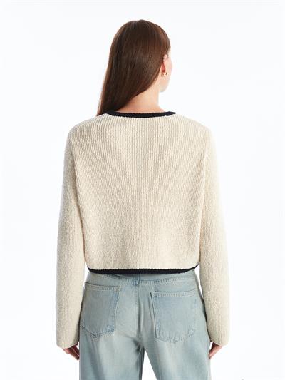 Latina - Çizgi ve Cep Detaylı Triko Uzun Kollu Hırka