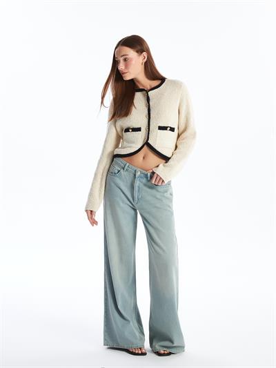 Latina - Çizgi ve Cep Detaylı Triko Uzun Kollu Hırka