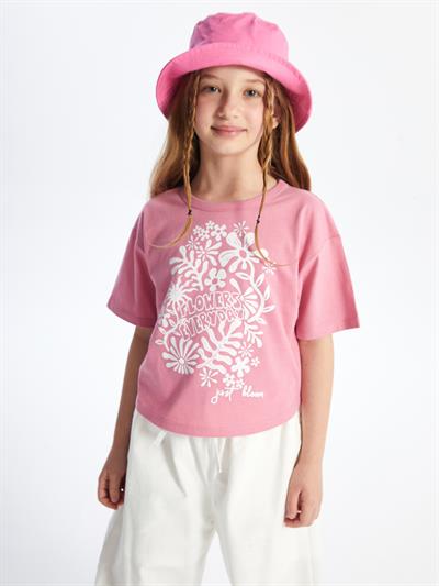 Macapa - Örme Baskı Detaylı Tshirt - Pembe Renk