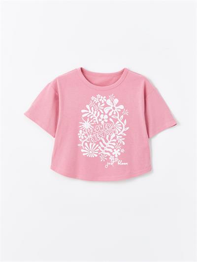 Macapa - Örme Baskı Detaylı Tshirt - Pembe Renk