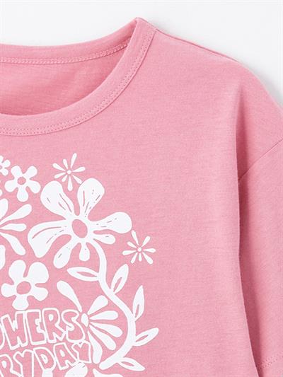 Macapa - Örme Baskı Detaylı Tshirt - Pembe Renk