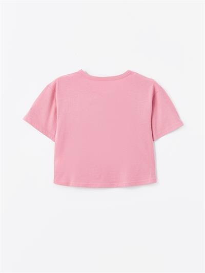 Macapa - Örme Baskı Detaylı Tshirt - Pembe Renk