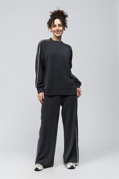 Malaga - Şerit Detaylı Pike Modal Kumaş Rahat Kalıp Pantolon - Lacivert Renk