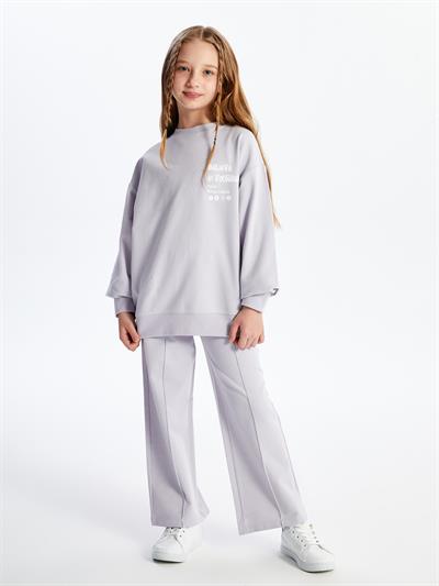 Maringa - Örme Baskı Detaylı Sweatshirt - Lila Renk