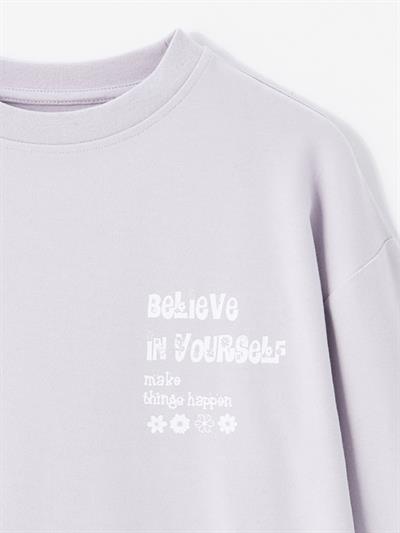 Maringa - Örme Baskı Detaylı Sweatshirt - Lila Renk