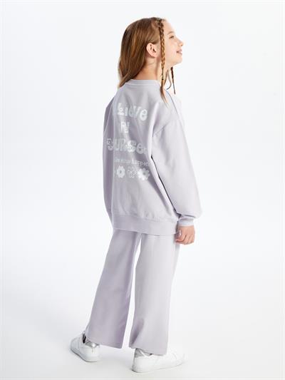 Maringa - Örme Baskı Detaylı Sweatshirt - Lila Renk