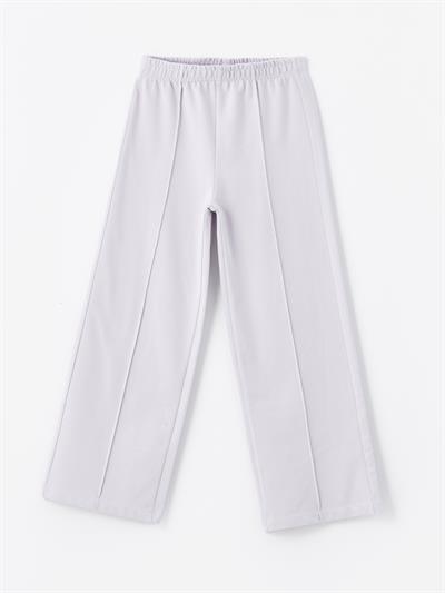 Maringa - Örme Nervür Detaylı Bol Paça Pantolon - Lila Renk