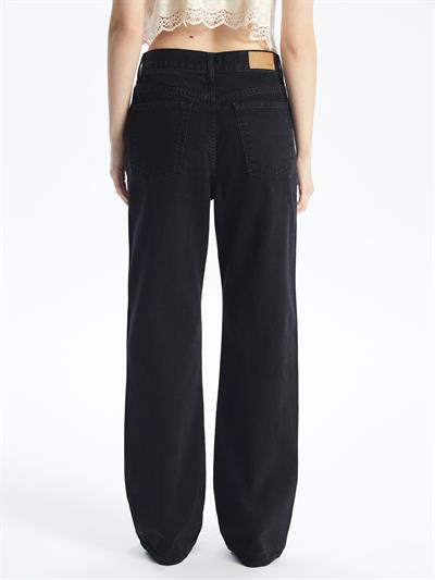 Marsilya - Düz Straight Fit %100 Pamuk Normal Bel Denim Pantolon - Siyah