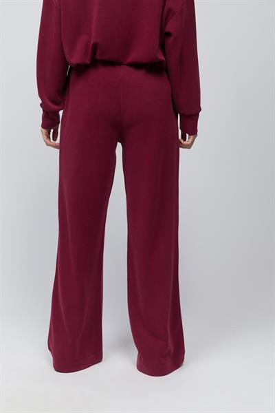Molise - Rahat Kalıp Önü Çizgi Nervürlü Dikiş Beli Lastikli  Modal Pantolon - Bordo Renk