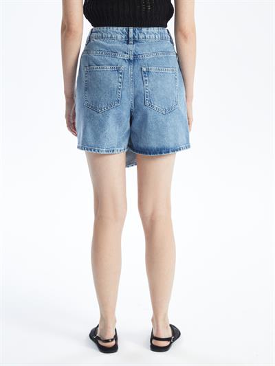 N009064 - Düz Mini Denim Şort Etek - Açık Mavi