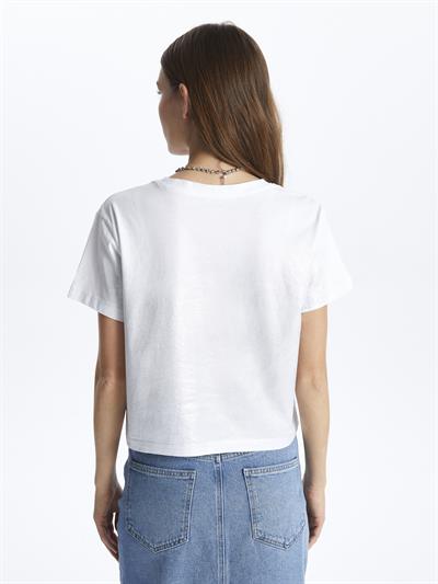 New York- Bisiklet Yaka Kısa Kol Baskılı Tshirt- Beyaz