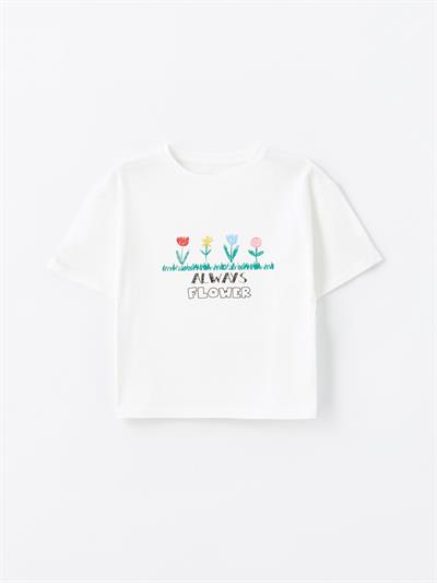 Natal - Örme Baskı Detaylı Tshirt - Bej Renk