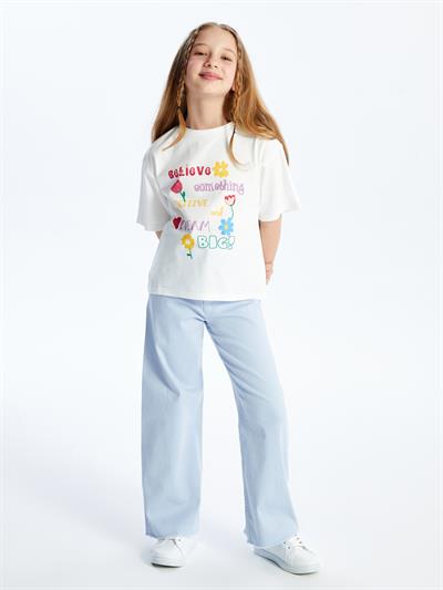 Olinda - Örme Baskı Detaylı Tshirt - Ekru Renk