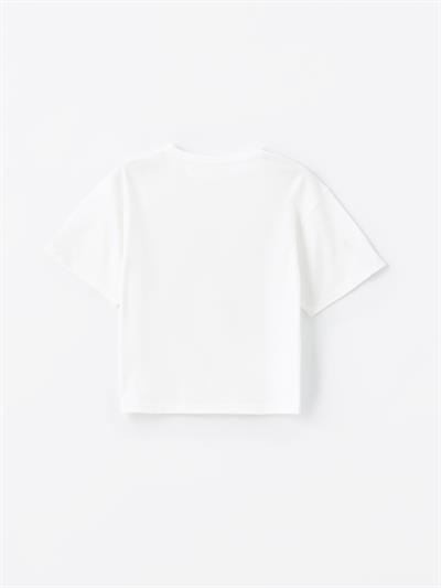 Olinda - Örme Baskı Detaylı Tshirt - Ekru Renk