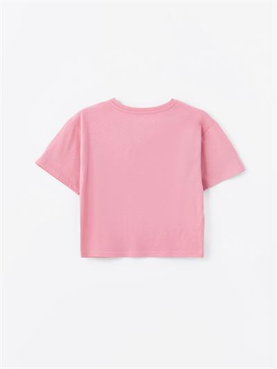 Olinda - Örme Baskı Detaylı Tshirt - Pembe Renk